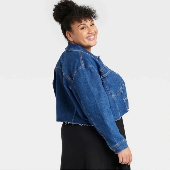 New Ava & Viv crop denim jacket plus-size - Picture 3 of 10